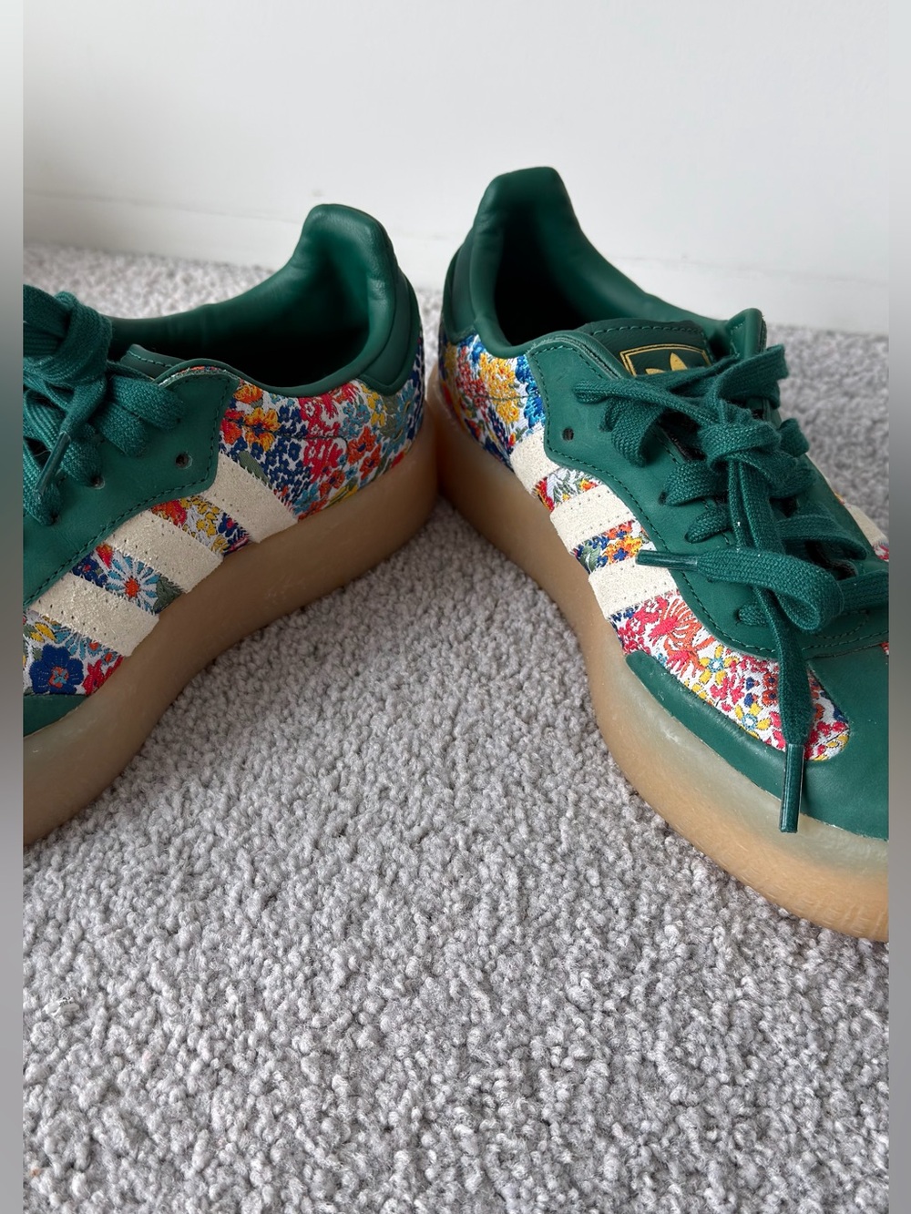 adidas Samba Liberty London Dark Green Floral Lace-Up Sneakers - Picture 3 of 7